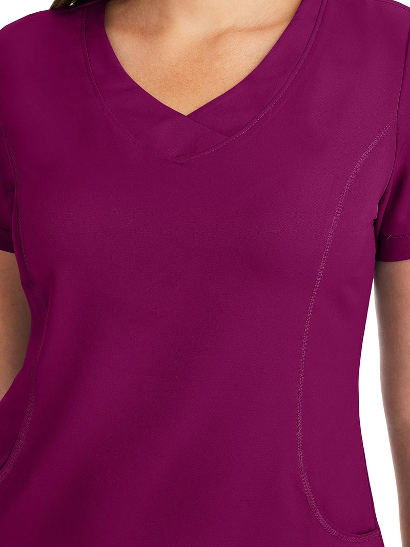 Healing Hands 4 Pocket Women Scrub Top V-Neck HH360 2264 Sloan Scrubs for Women Stretch Fabric Wine S - Image 4
